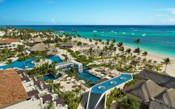 Winding lazy river and Preferred Club suites at Secrets Royal Beach Punta Cana